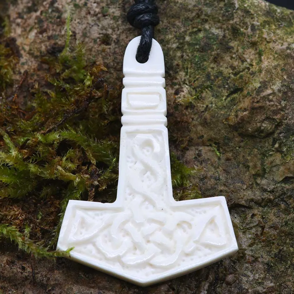 Thors Hammer Wikinger Anhänger Kette Knochen schmuck Handarbeit