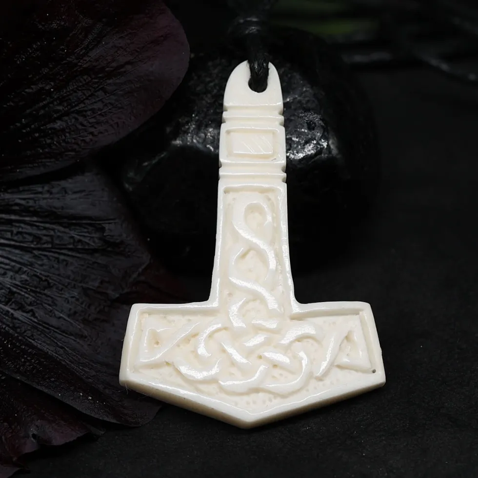 Thors Hammer Wikinger Anhänger Kette Knochen schmuck Handarbeit