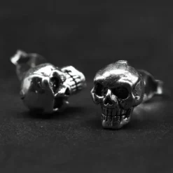 Totenkopf breit Ohrstecker Sterlingsilber Ohrschmuck