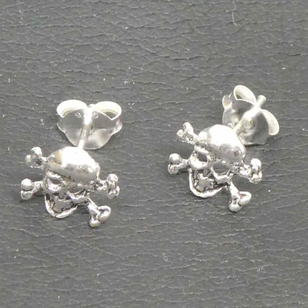 Totenkopf Crossbone Ohrstecker 925 Silber Ohrschmuck