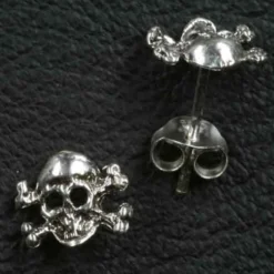 Totenkopf Crossbone Ohrstecker 925 Silber Ohrschmuck