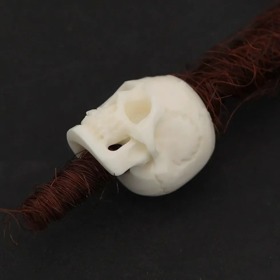 Totenkopf Haarschmuck Knochen Bartperle 1,8cm Farbe natur Bartschmuck
