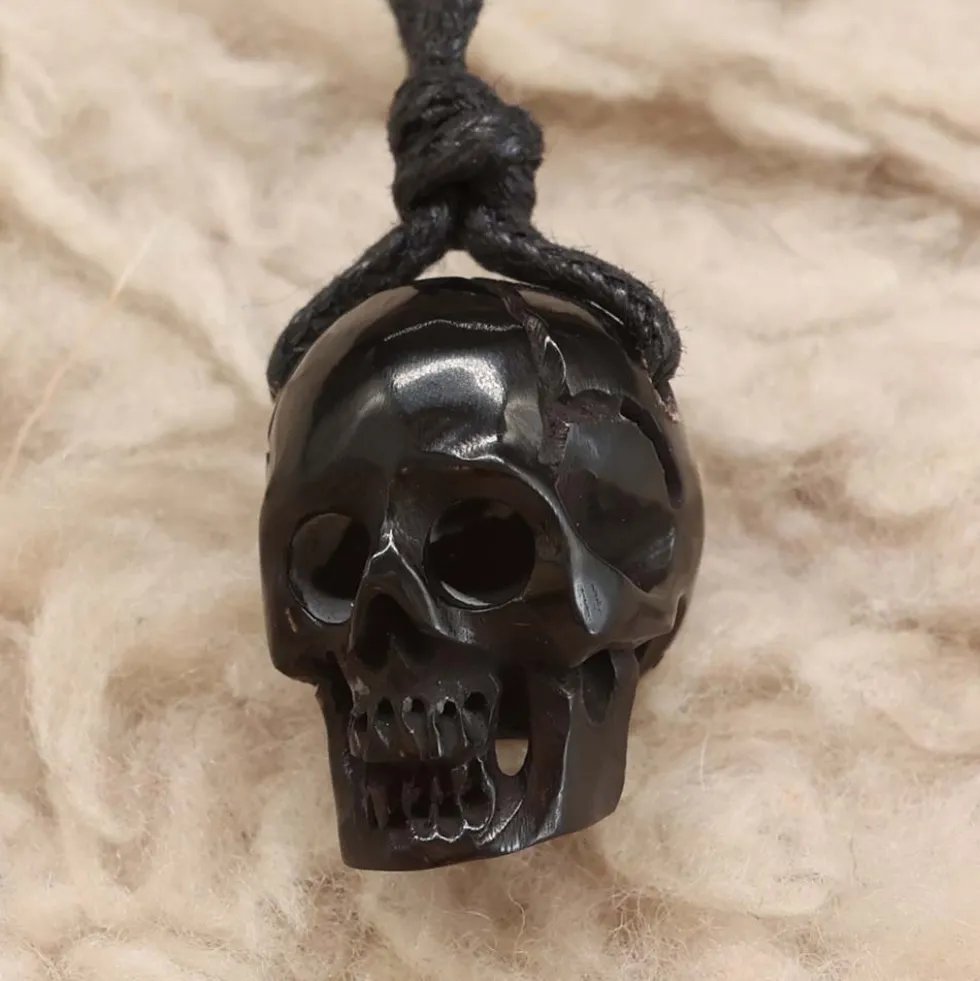 Totenkopf Horn Schmuck Anhänger