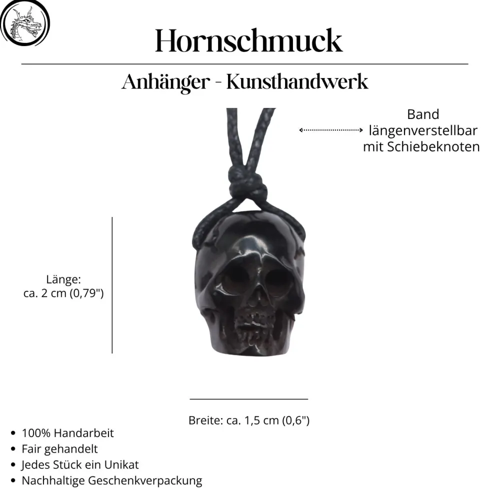 Totenkopf Horn Schmuck Anhänger