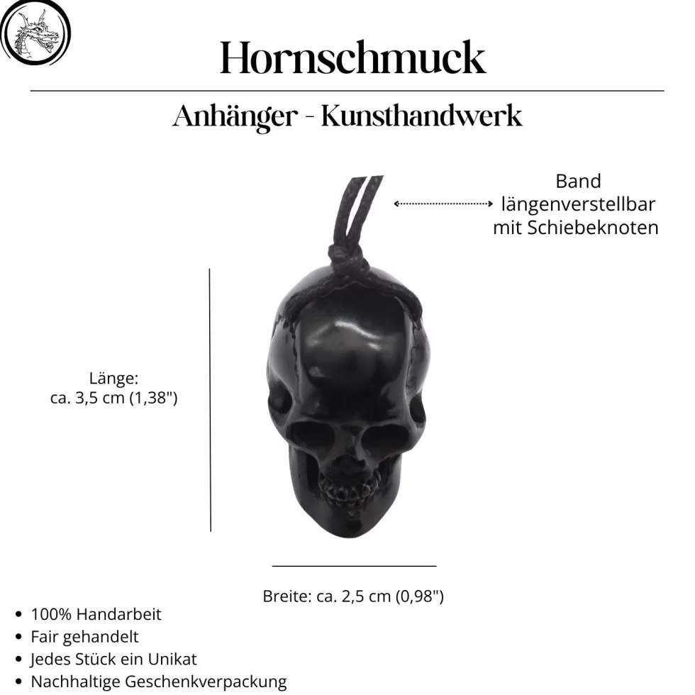 Totenkopf Horn Schmuck Anhänger