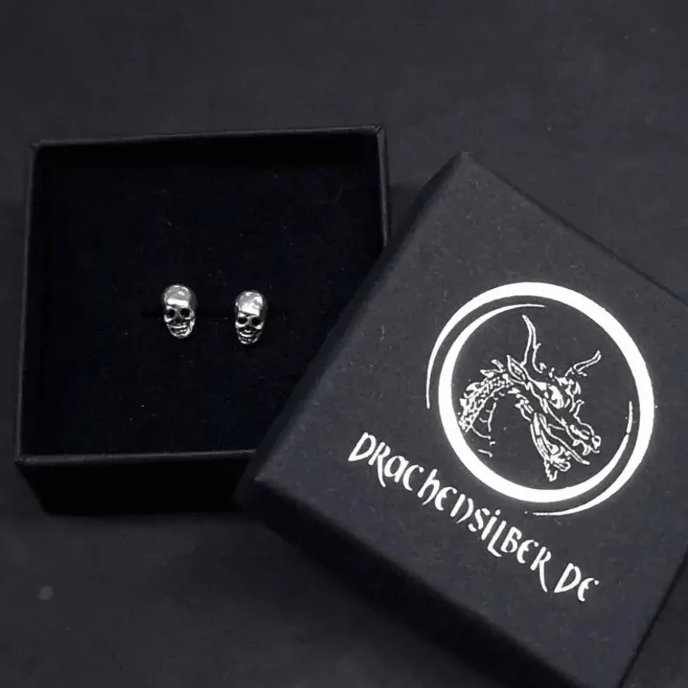 Totenkopf Ohrstecker Filigran 925 Silber Ohrschmuck