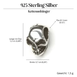 Totenkopf Schmuck Anhänger Schmuckperle 925 Silber