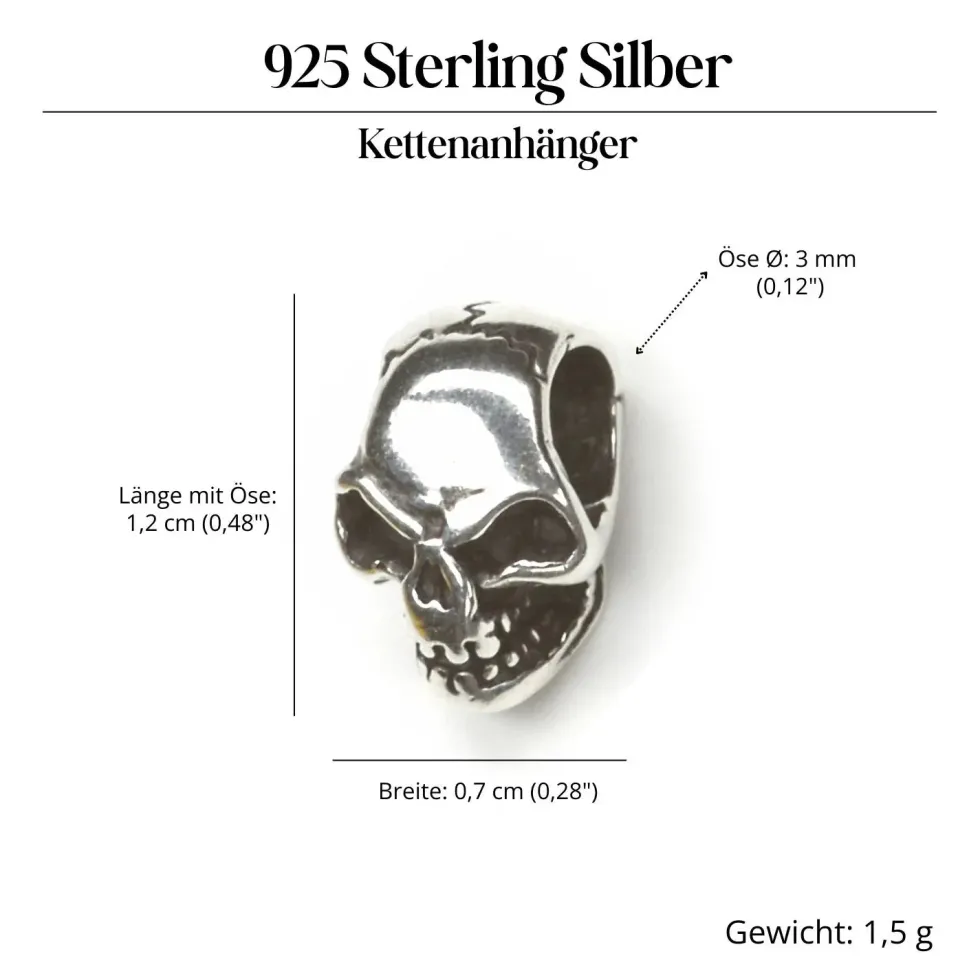 Totenkopf Schmuck Anhänger Schmuckperle 925 Silber