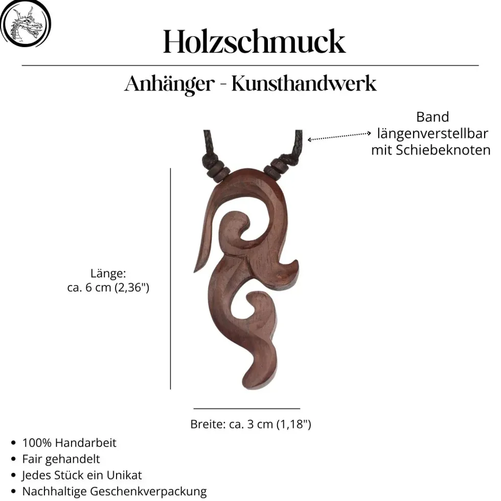 Tribal Holz Schmuck Anhänger beidseitig