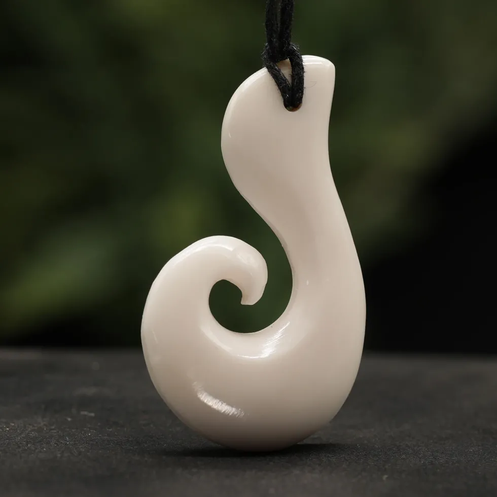 Tribal Maori Halskette Anhänger Knochen geschnitzter Schmuck