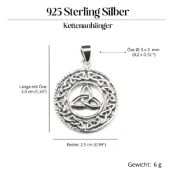 Trigueta mit Keltenknoten Schmuck 925 Silber Anhänger 925/000