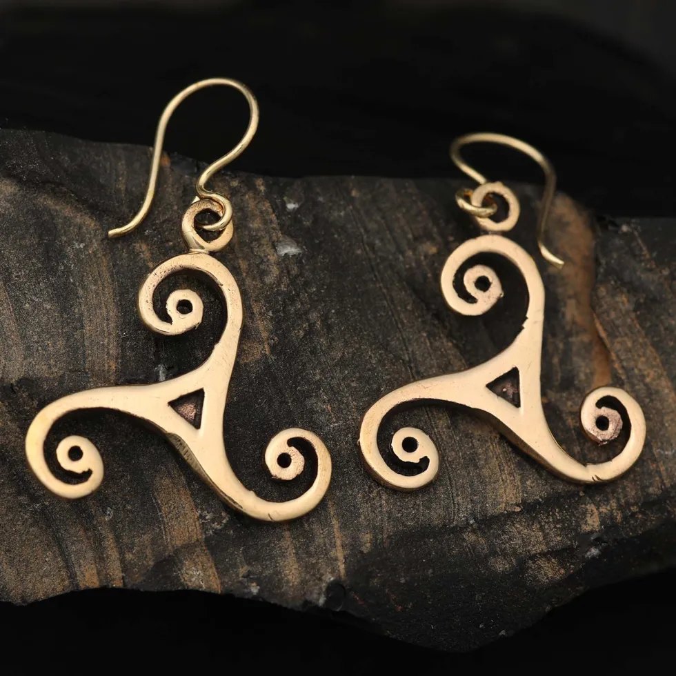 Triskele Ohrschmuck Bronze Ohrhänger