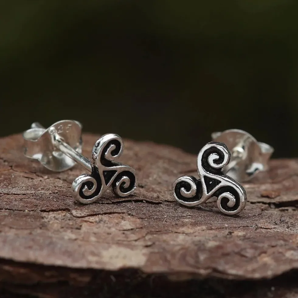 Triskele Ohrstecker 925 Silber Ohrschmuck Triskelion