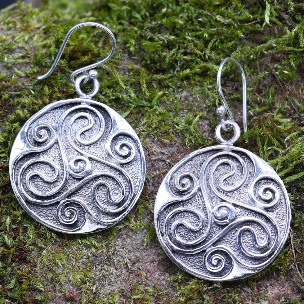 Triskelion Shild Ohrhänger 925 Sterlingsilber (Paar)