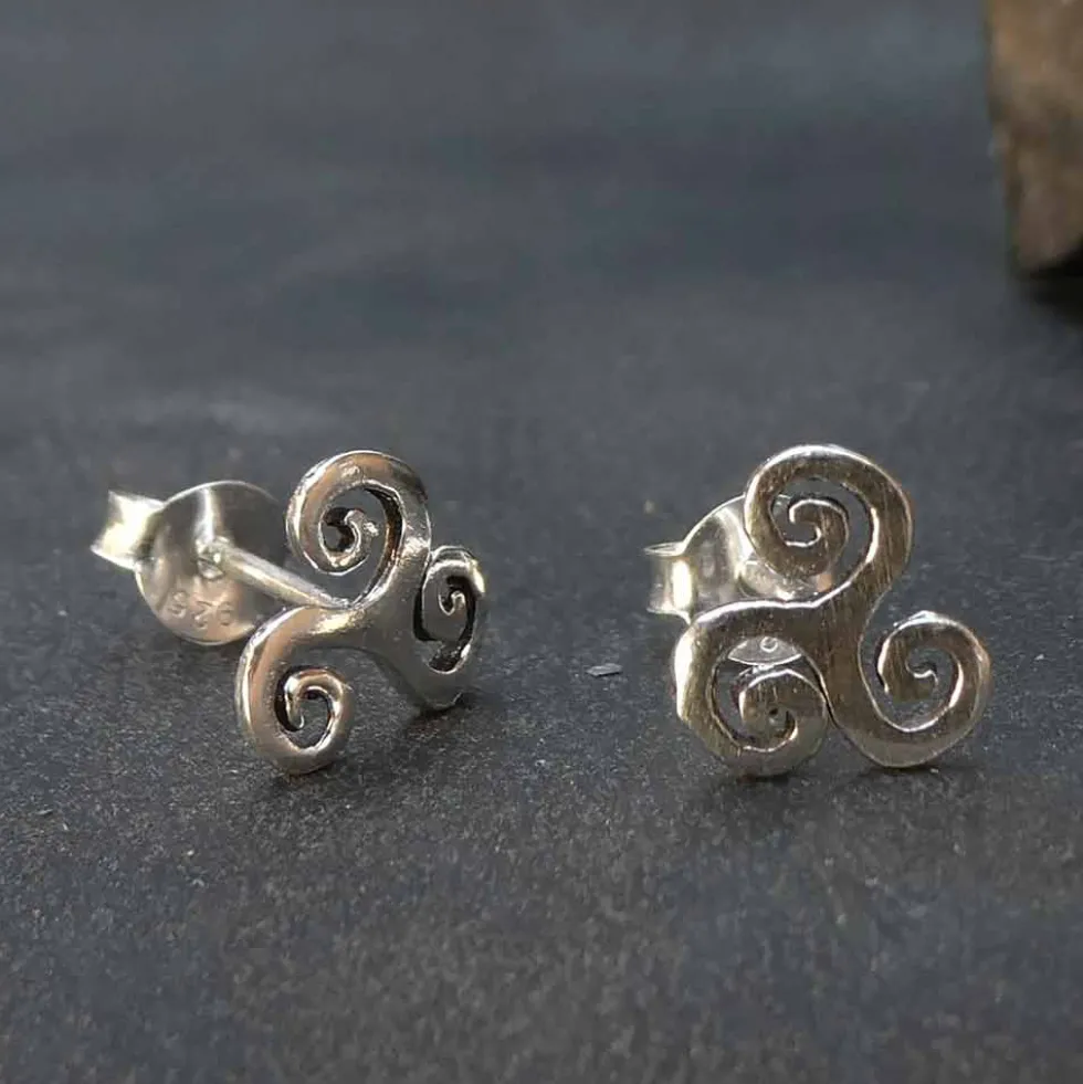 Triskel Keltische Ohrstecker 925 Silber Ohrschmuck