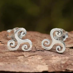 Triskel Keltische Ohrstecker 925 Silber Ohrschmuck
