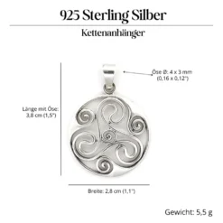 Triskel Schmuck Anhänger 925 Silber offenes Triskelion