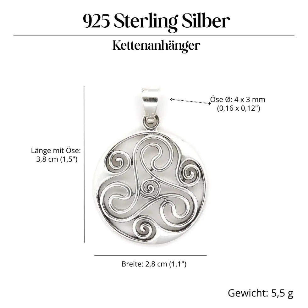 Triskel Schmuck Anhänger 925 Silber offenes Triskelion