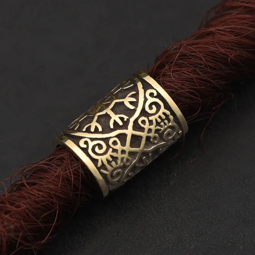Vegvisir Bartschmuck Wikingerschmuck Messing Bartperle