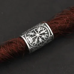Vegvisir Bartschmuck Wikingerschmuck 925 Silber Bartperle
