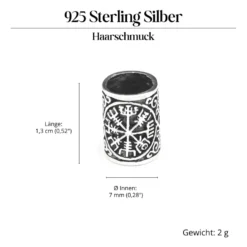 Vegvisir Bartschmuck Wikingerschmuck 925 Silber Bartperle