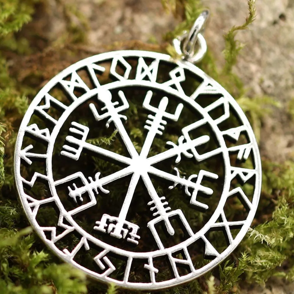 Vegvisir Runen Anhänger Wikinger Schmuck 925 Silber