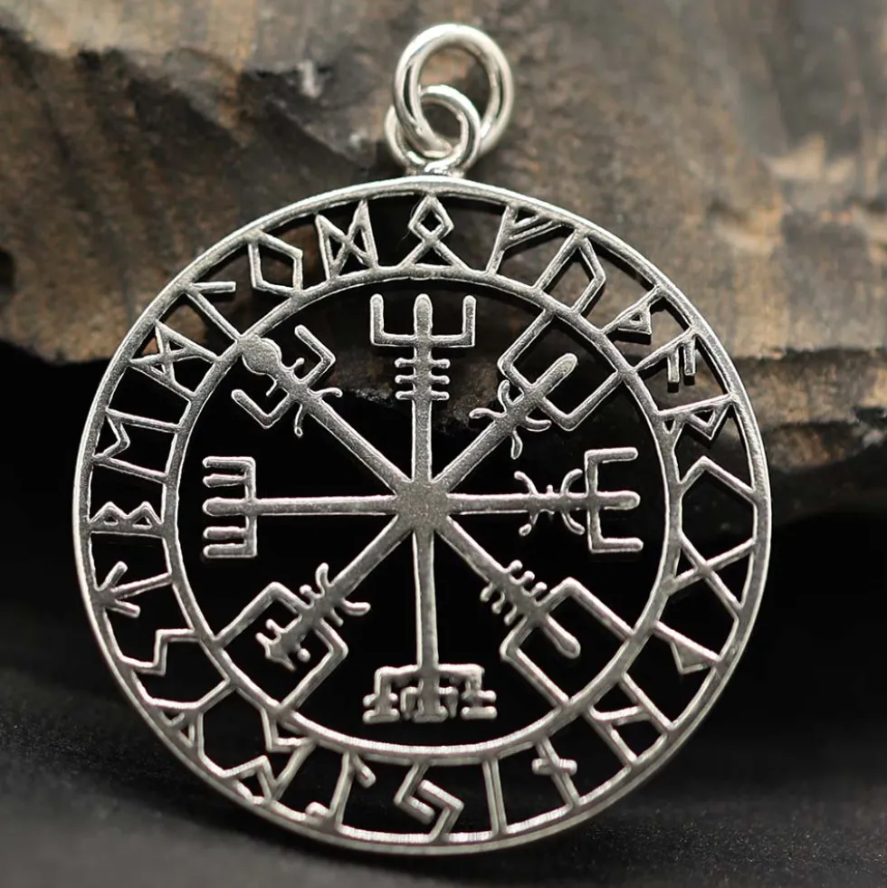 Vegvisir Runen Anhänger Wikinger Schmuck 925 Silber
