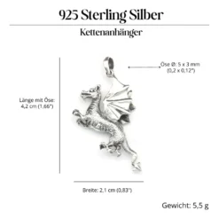 Welsh Drache Schmuck Anhänger 925 Silber