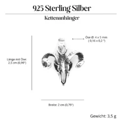 Widder Schmuck Anhänger aus 925 Silber Widderkopf