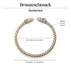 Wikinger Armreif Bronze Raben Armschmuck 6,5 cm innen