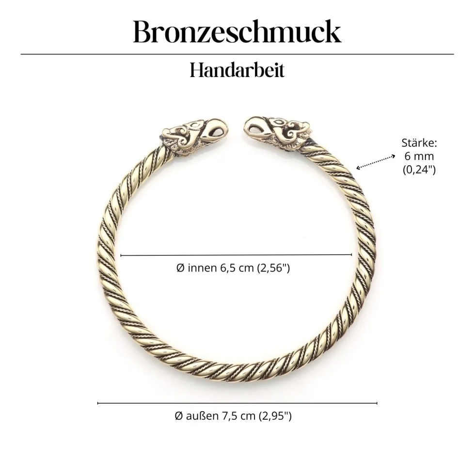 Wikinger Armreif Bronze Raben Armschmuck 6,5 cm innen