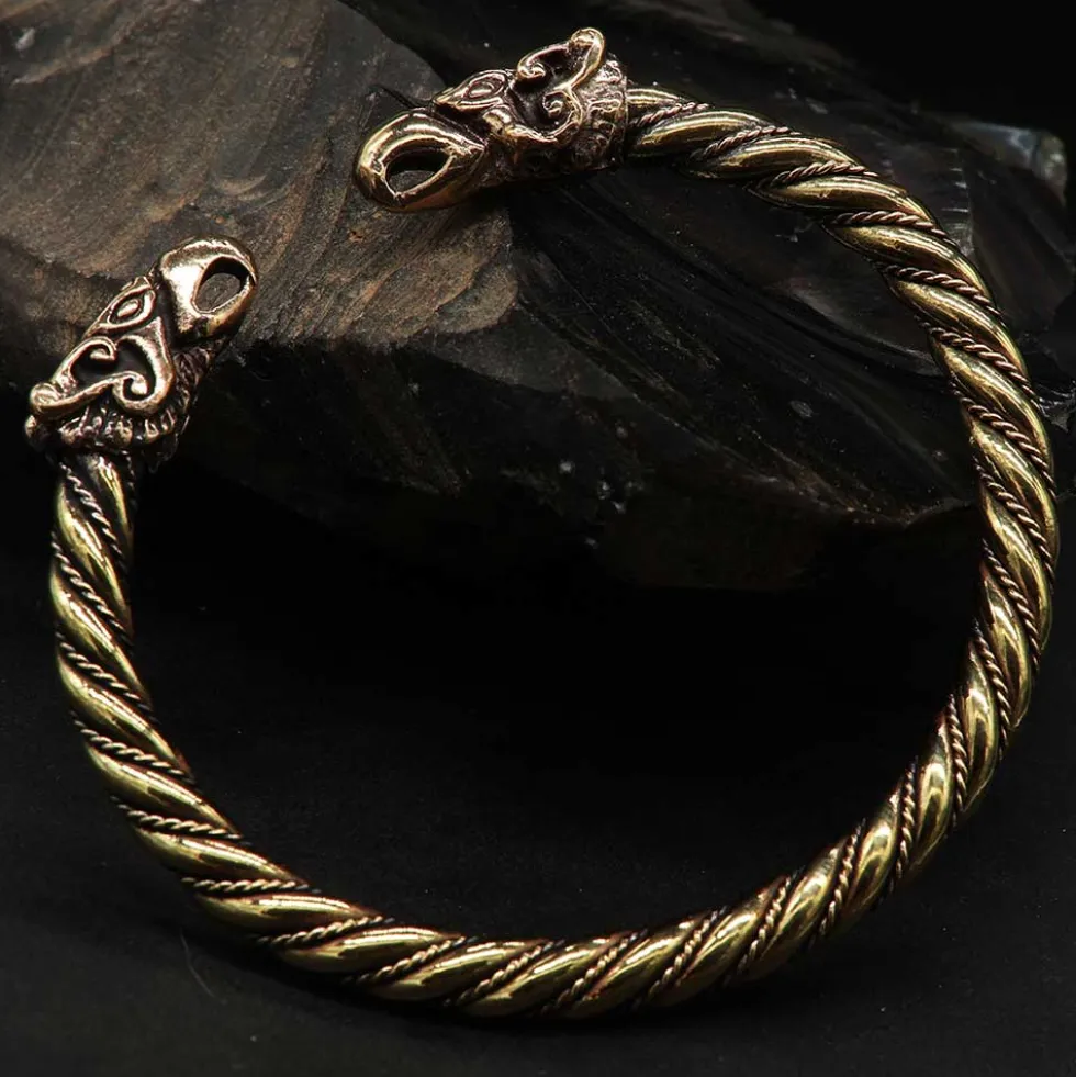 Wikinger Armreif Bronze Raben Armschmuck 6,5 cm innen