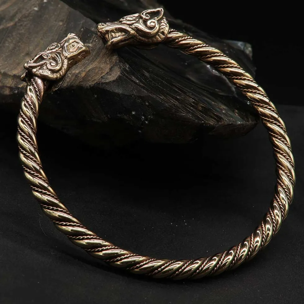 Wikinger Armreif XXL innen 7,5cm Bronze Himmelswölfe Hati Skalli