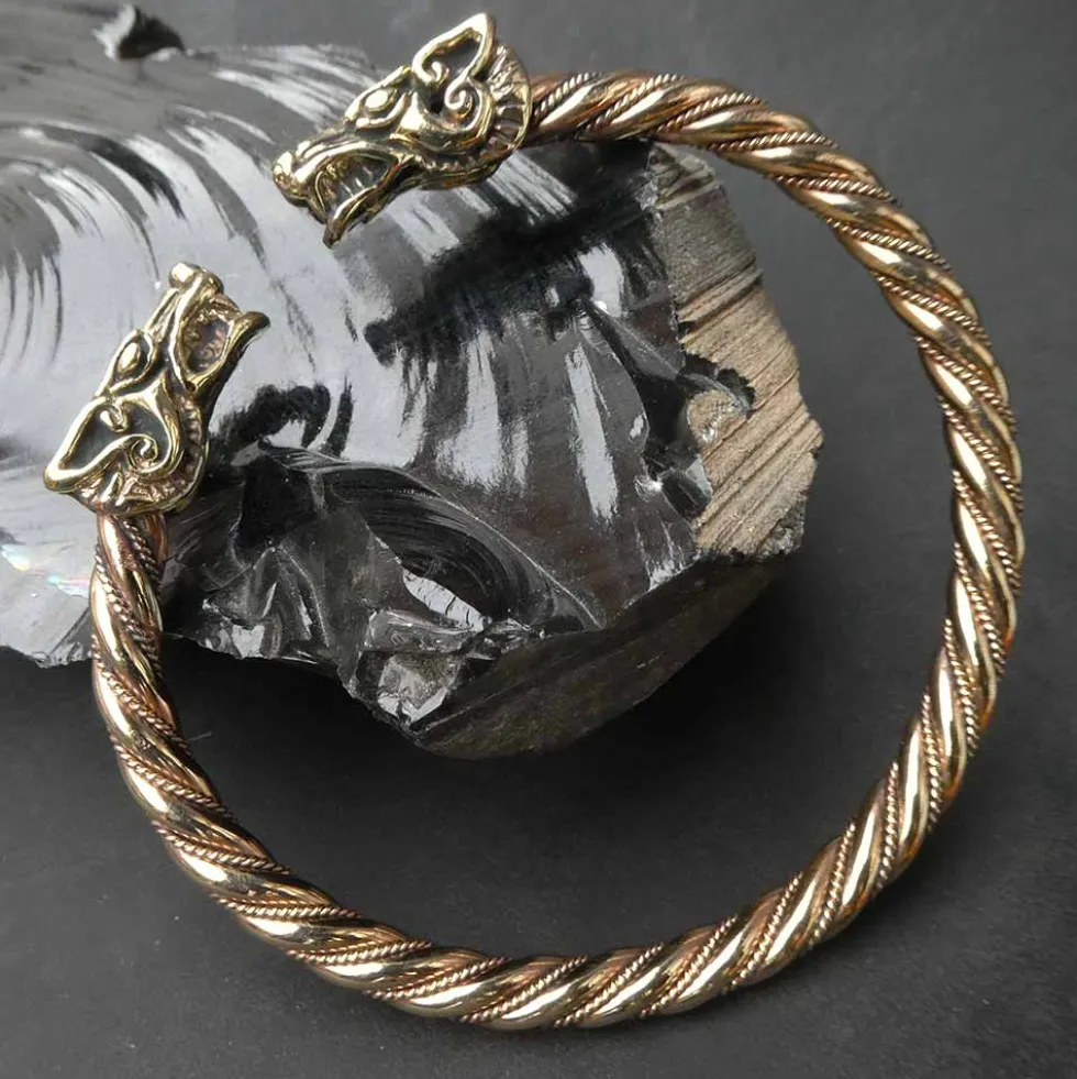 Wikinger Armschmuck innen 6,5cm Bronze Himmelswölfe Hati Skalli