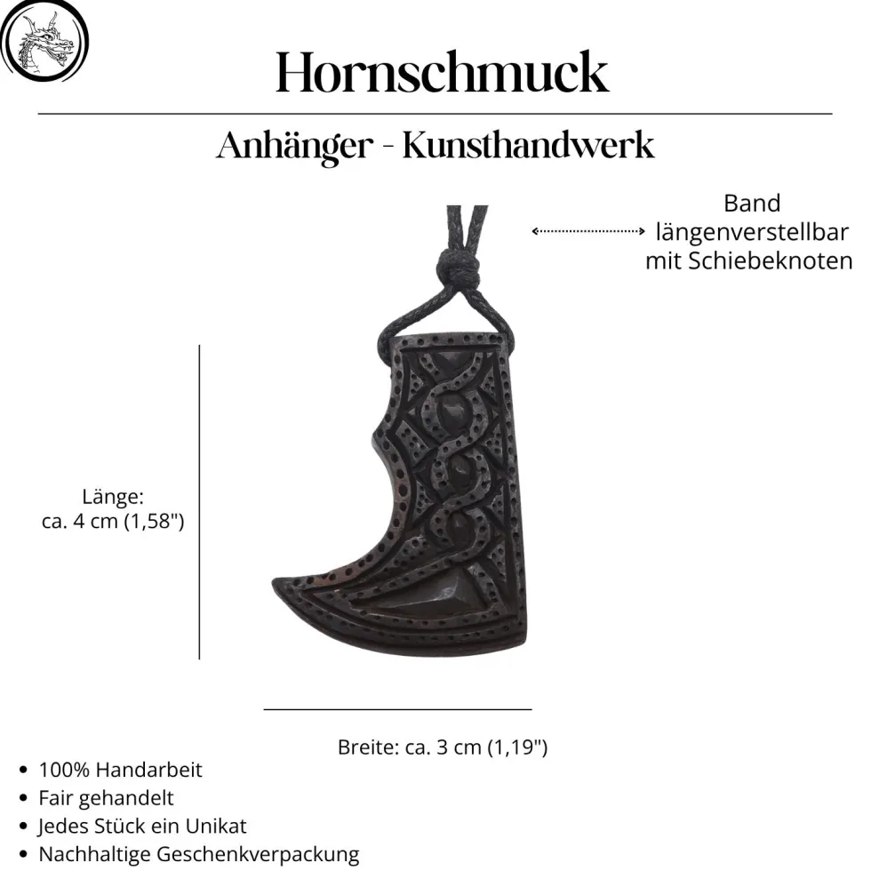 Wikinger Axt Hornschmuck Anhänger handgefertigter Schmuck