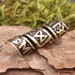 Wikinger Bartperle Runen Bronze Bartschmuck