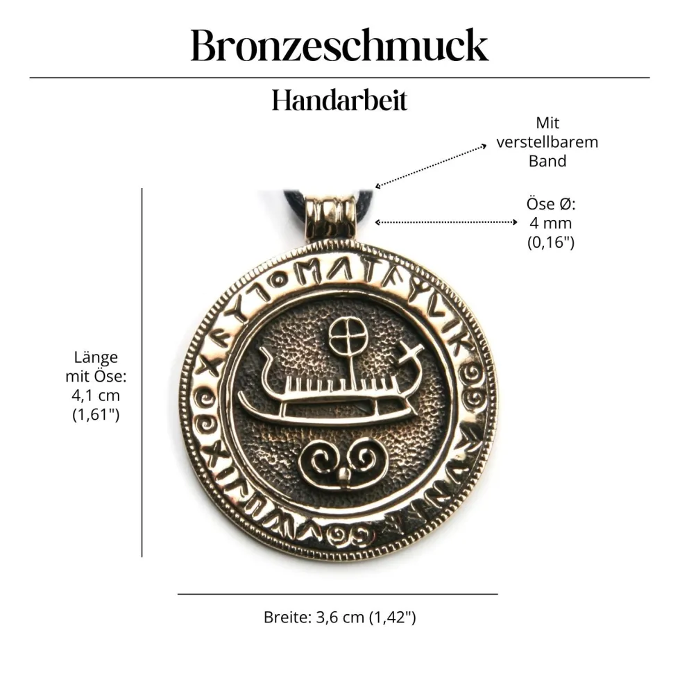 Wikinger Boot Schmuck Anhänger Sonnenschiff mit Runen