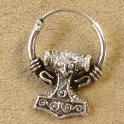 Wikinger Creole 12mm / 1,5mm Stärke Thors Hammer 925 Silber