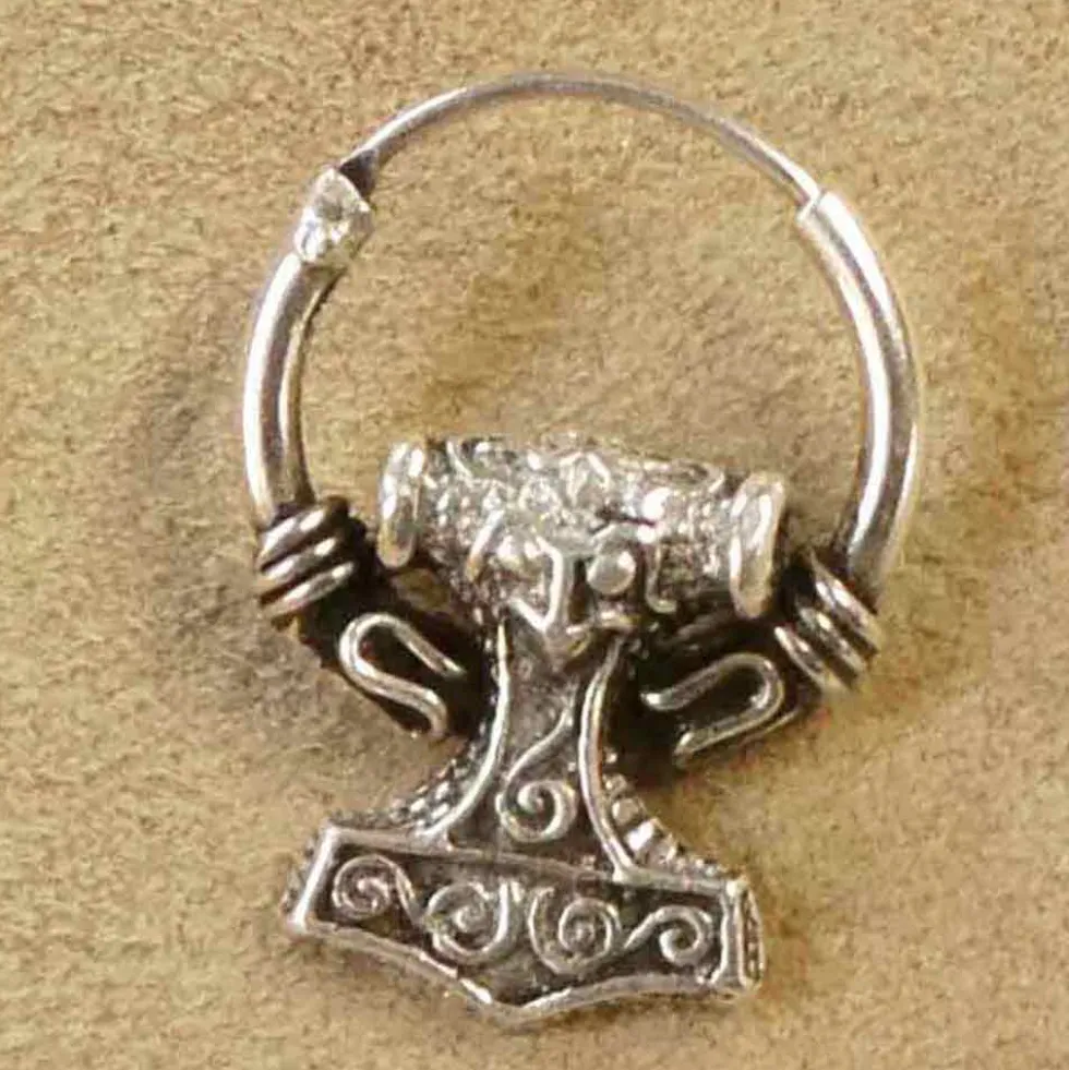 Wikinger Creole 12mm / 1,5mm Stärke Thors Hammer 925 Silber