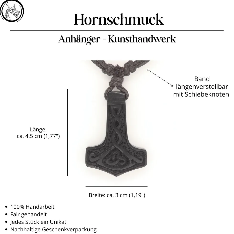 Wikinger Schmuck Mjölnir Horn Schmuck Anhänger Halskette