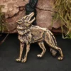 Wolf Anhänger Kette Schmuck Bronze