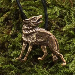 Wolf Anhänger Kette Schmuck Bronze