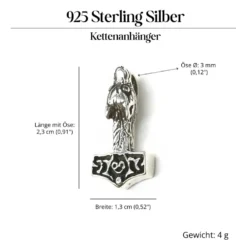 Wolfshammer Schmuck Wikinger Kettenanhänger 925 Silber