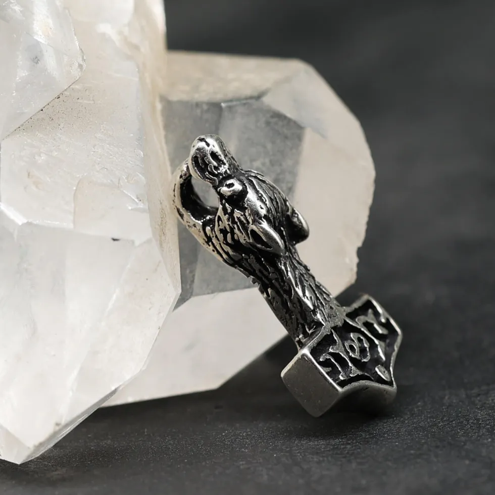 Wolfshammer Schmuck Wikinger Kettenanhänger 925 Silber