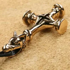 Wolfskreuz 5,5 cm Schmuck Bronze Kettenanhänger