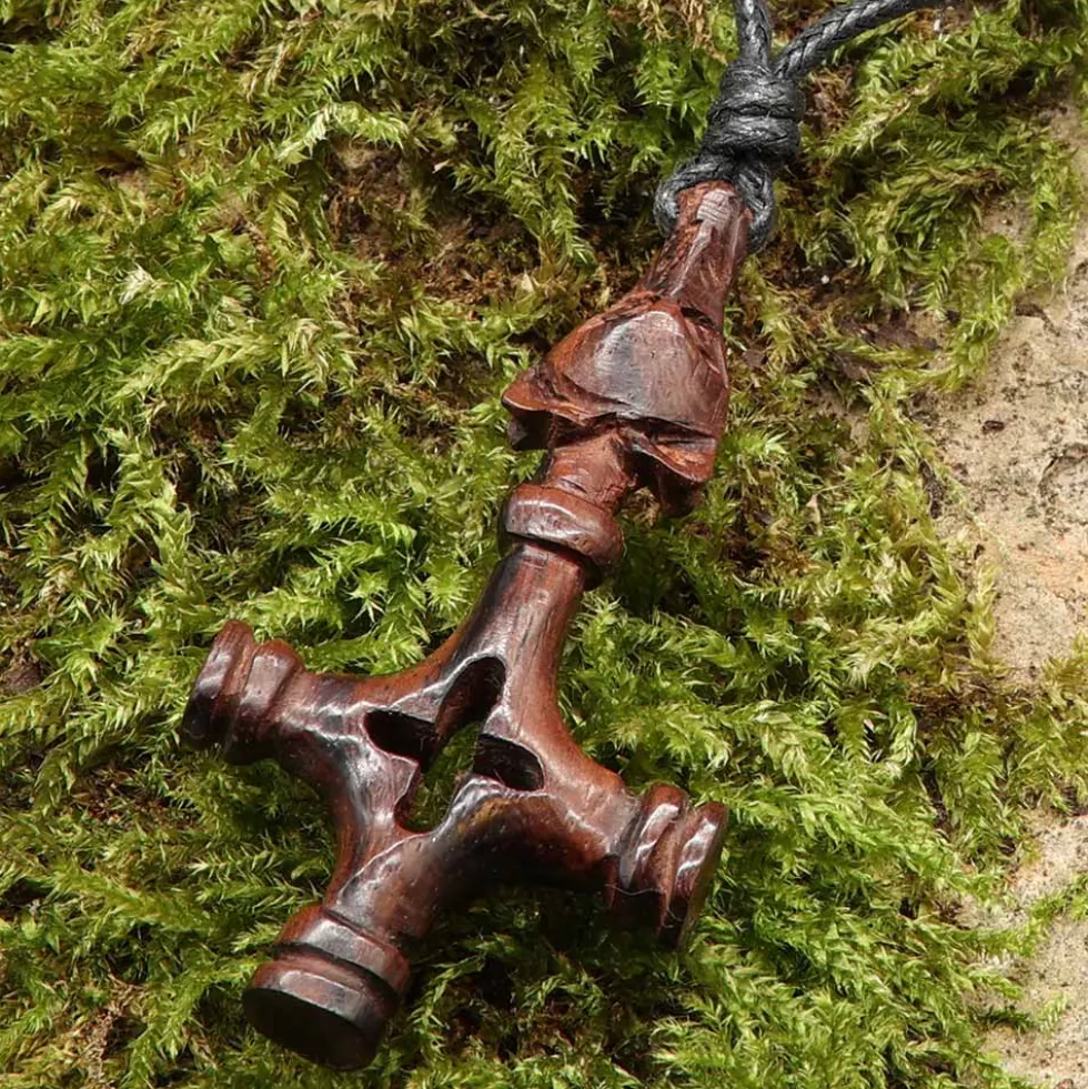 Wolfskreuz Holz Schmuck Anhänger Wikingerschmuck