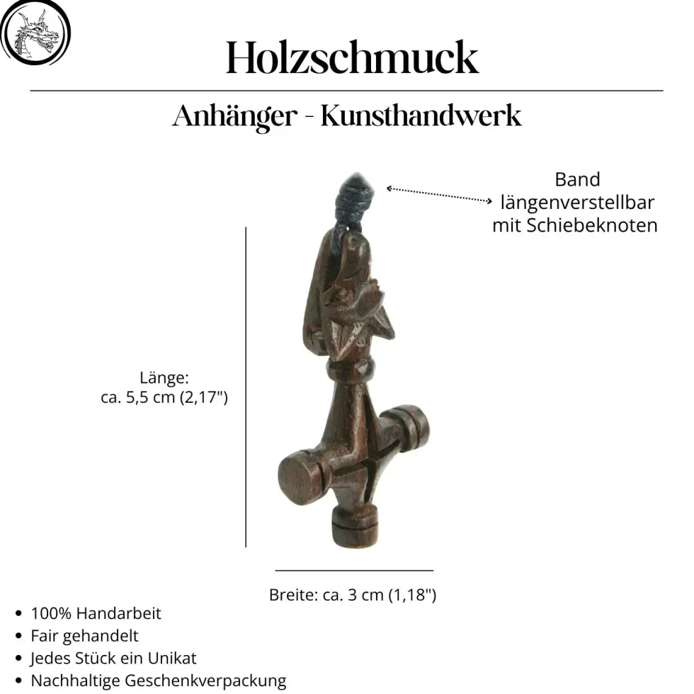 Wolfskreuz Holz Schmuck Anhänger Wikingerschmuck