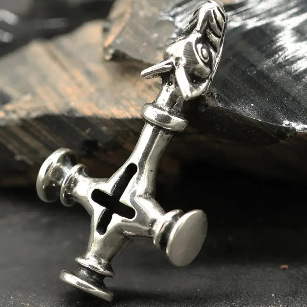 Wolfskreuz Schmuck Anhänger Silber Wikinger groß massiv 925 Silber