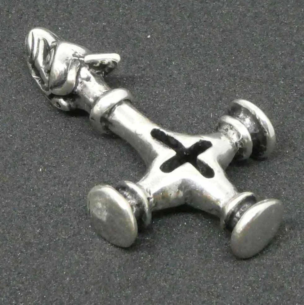Wolfskreuz Schmuck Anhänger Silber Wikinger groß massiv 925 Silber