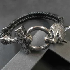 Wolf Thorshammer Armband Leder mit Edelstahl Klick Verschluss